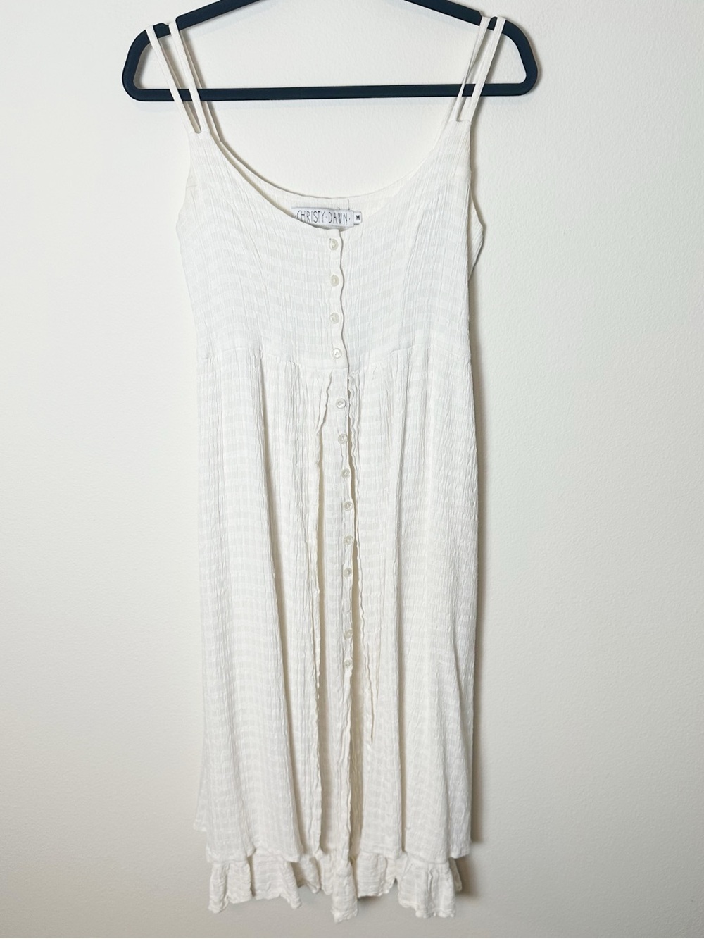 Christy Dawn Nicks Midi Dress White Cream Textured Woven Material Medium - Picture 3 of 9